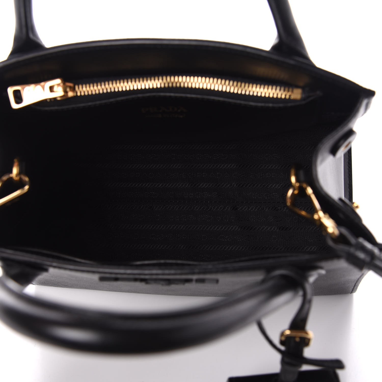 Prada Saffiano Cuir Calfskin Small Monochrome Top Handle Tote Black 5 of 9