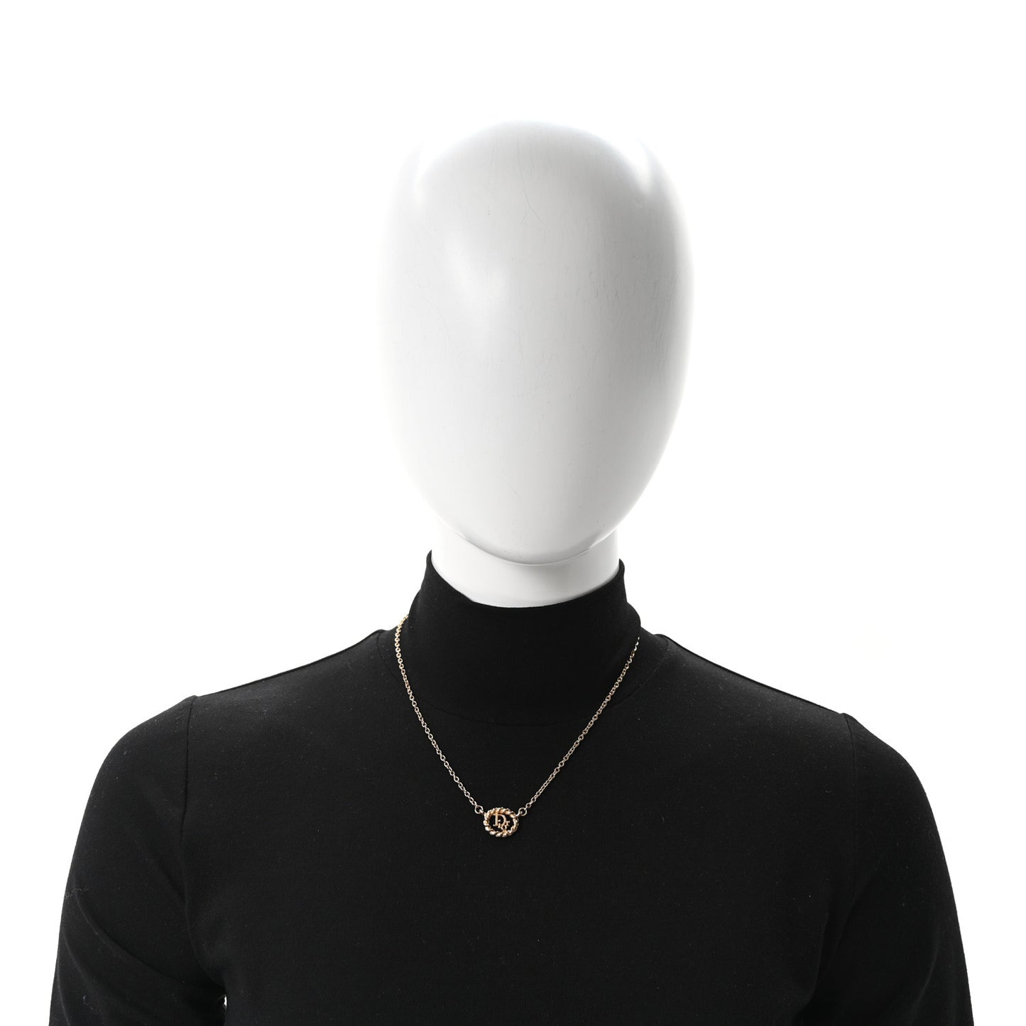 Metal CD Logo Round Pendant Necklace Gold