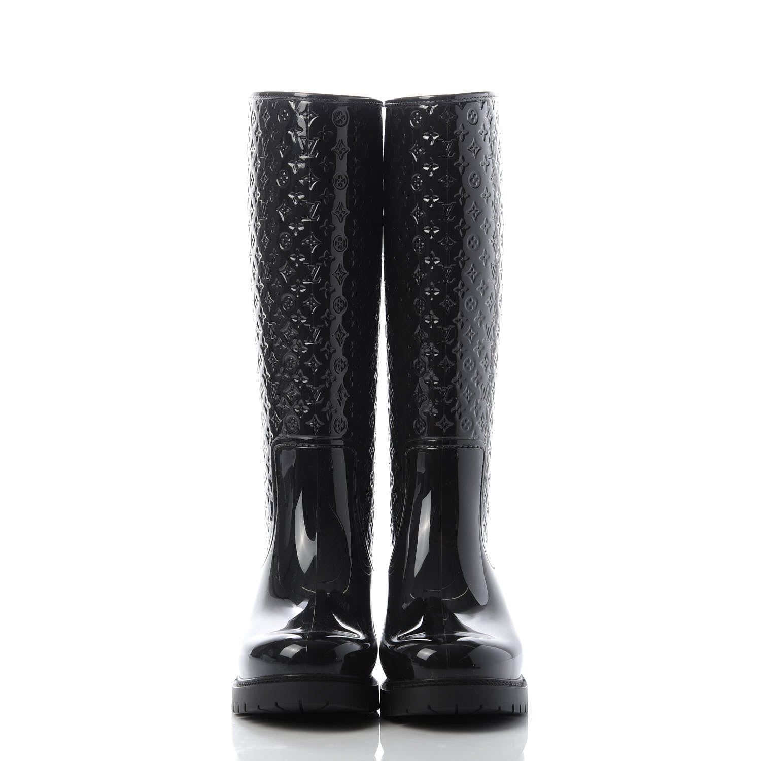 Louis Vuitton Rubber Embossed Monogram Splash Rain Boots 38 Black 2 of 9