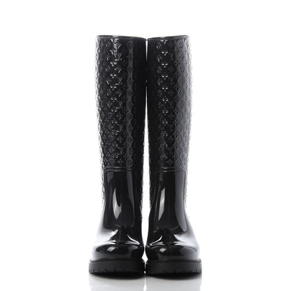 Louis Vuitton Rubber Embossed Monogram Splash Rain Boots 38 Black 2 of 9