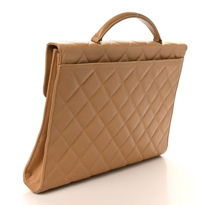 Chanel Caviar Quilted Briefcase Laptop Bag Beige 3 of 12