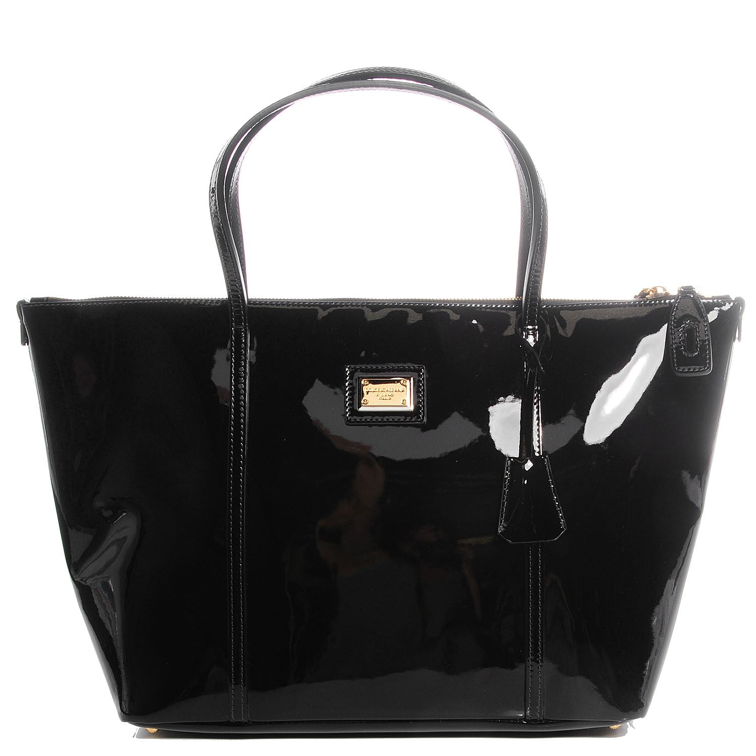 Dolce & Gabbana Vernice Vitello Alpaca Miss Escape Tote Nero 1 of 7