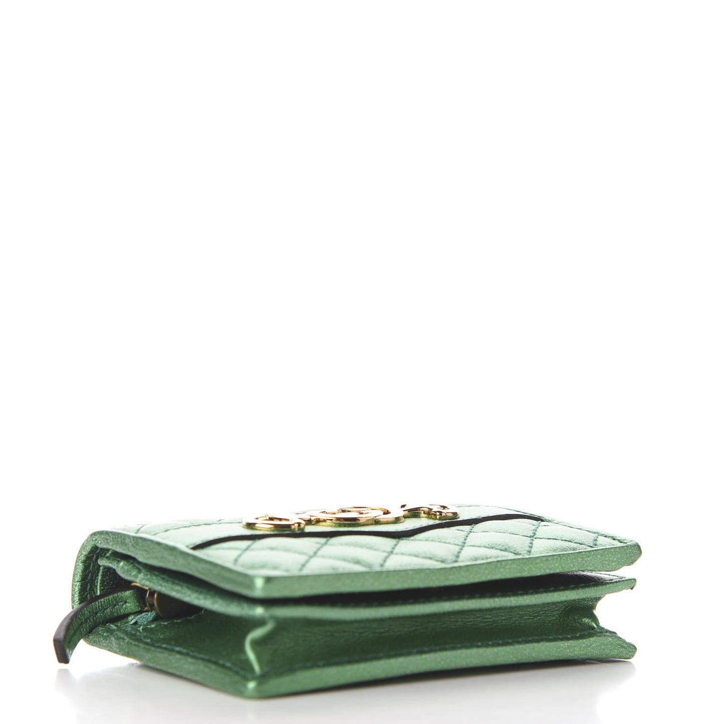 Laminated Nappa Trapuntata Zumi Card Case Jasmine Green