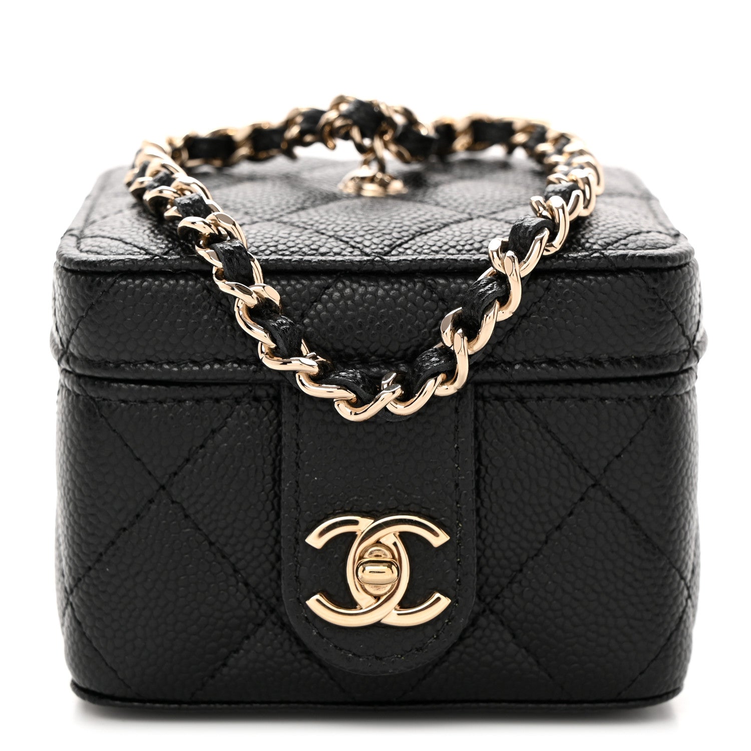 Chanel Caviar Quilted Mini Vanity Wrist Case With Chain Black 1 of 7