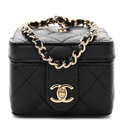 Chanel Caviar Quilted Mini Vanity Wrist Case With Chain Black 1 of 7