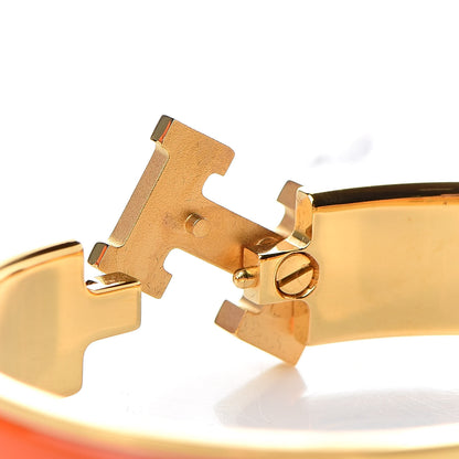 Hermes Enamel Narrow Clic Clac H Bracelet PM Orange 5 of 6