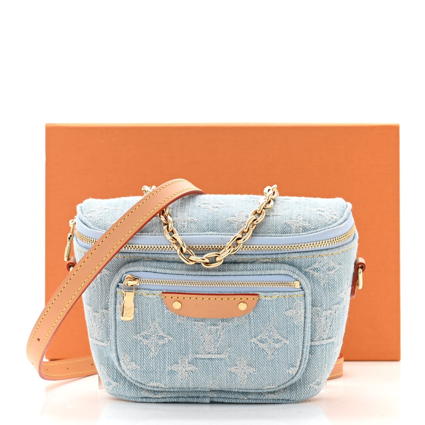 Monogram Denim Mini Bumbag Sky Blue