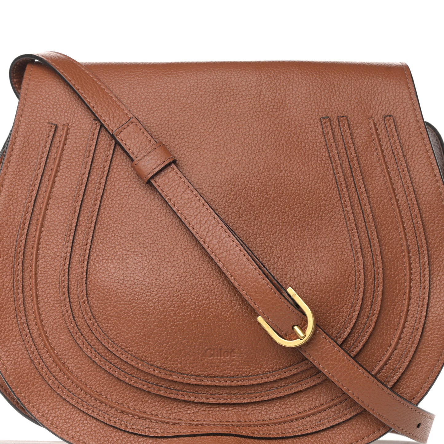Calfskin Medium Marcie Round Crossbody Bag Tan