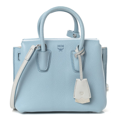 MCM Grained Calfskin Mini Milla Tote Sky Blue 1 of 7
