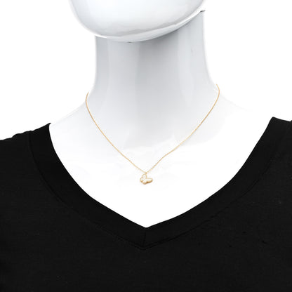 Van Cleef & Arpels 18K Yellow Gold Mother of Pearl Sweet Alhambra Butterfly Pendant Necklace 2 of 6