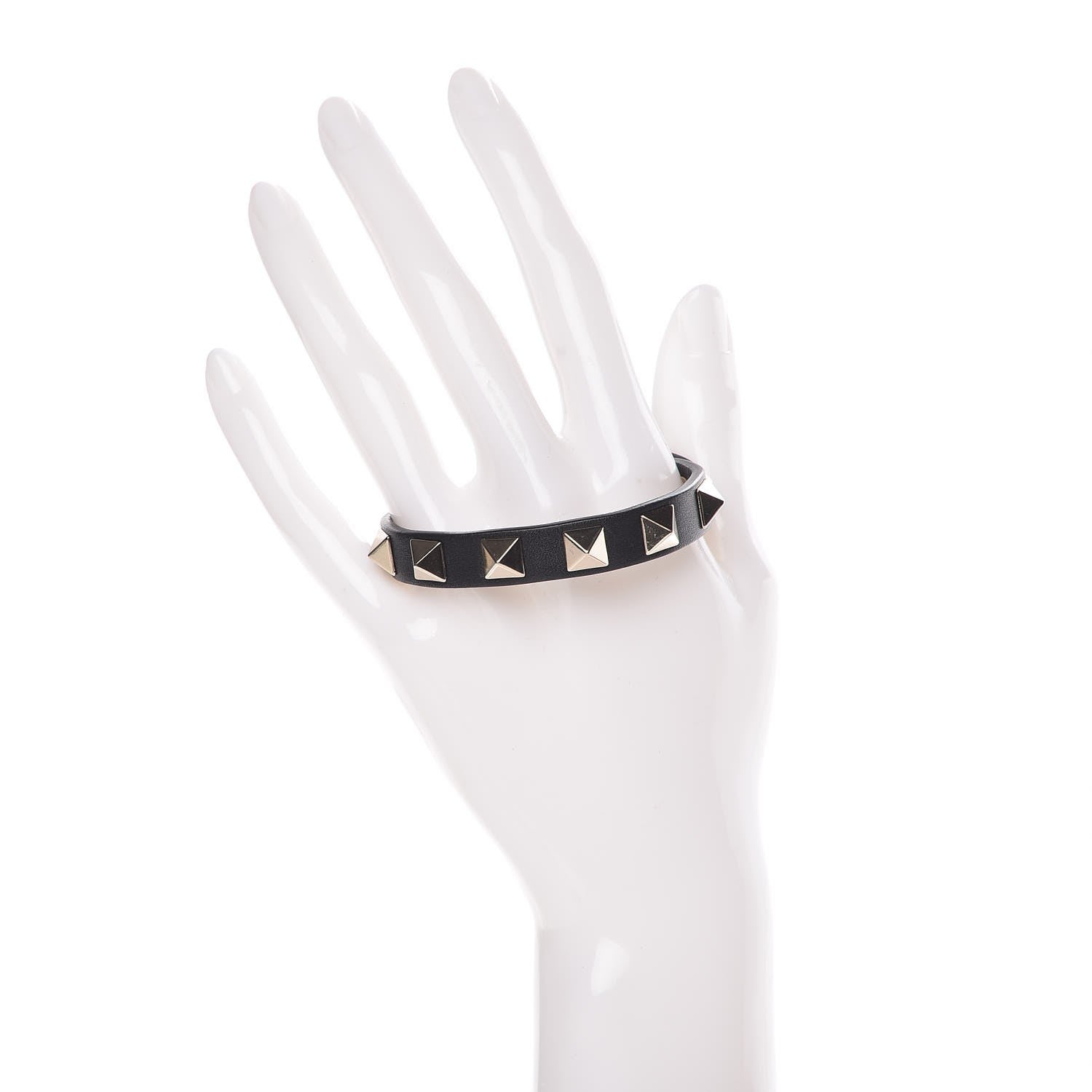 Valentino Garavani Vitello Rockstud Bracelet Black 2 of 8