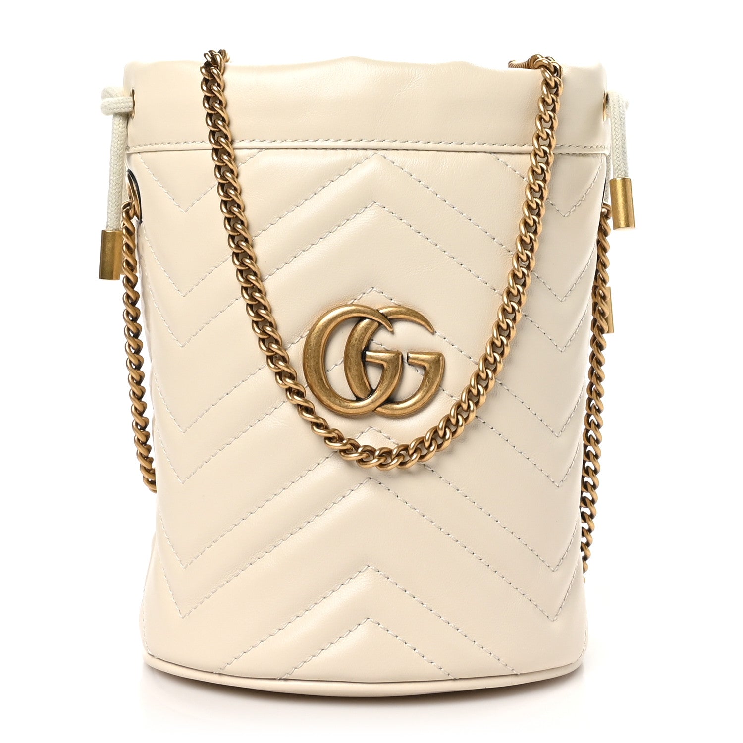 Gucci Calfskin Matelasse Mini GG Marmont 2.0 Bucket Bag White 1 of 11
