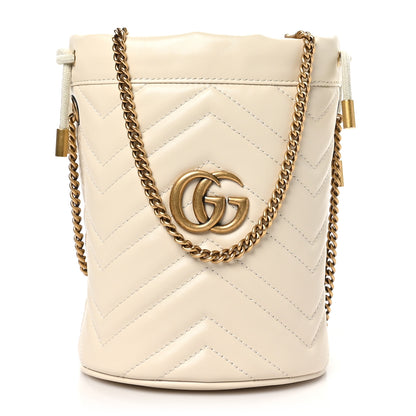 Gucci Calfskin Matelasse Mini GG Marmont 2.0 Bucket Bag White 1 of 11