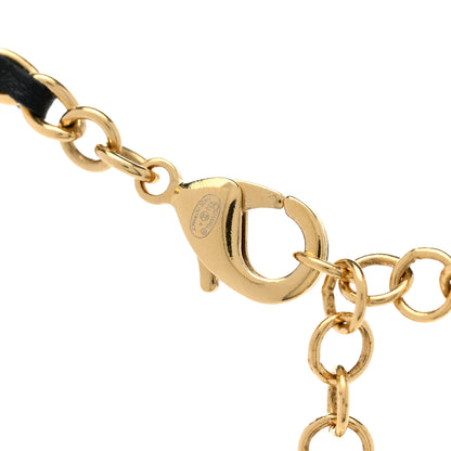 Chanel Metal Lambskin Chain CC Bow Necklace Black Gold 5 of 6