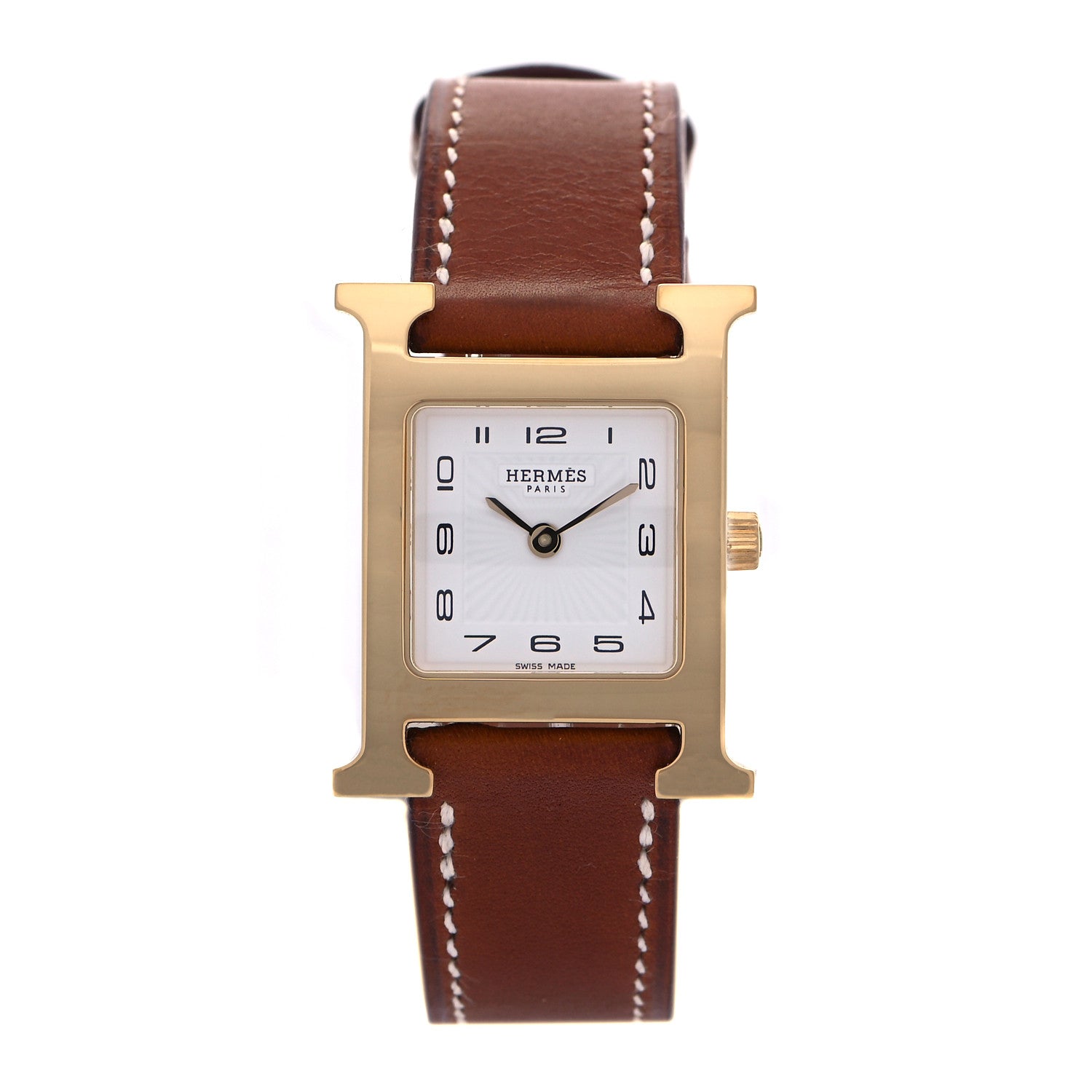 Hermes Stainless Steel Barenia 21mm Heure H Hour Quartz Watch Fauve 1 of 7