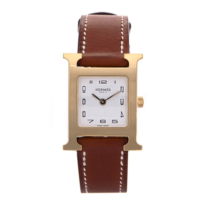 Hermes Stainless Steel Barenia 21mm Heure H Hour Quartz Watch Fauve 1 of 7