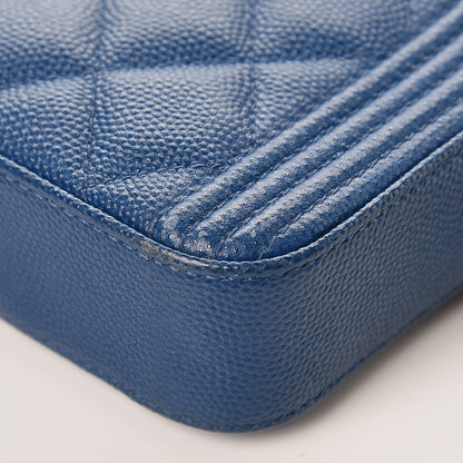 Chanel Caviar Quilted Small Boy Clutch With Chain Blue 12 of 14