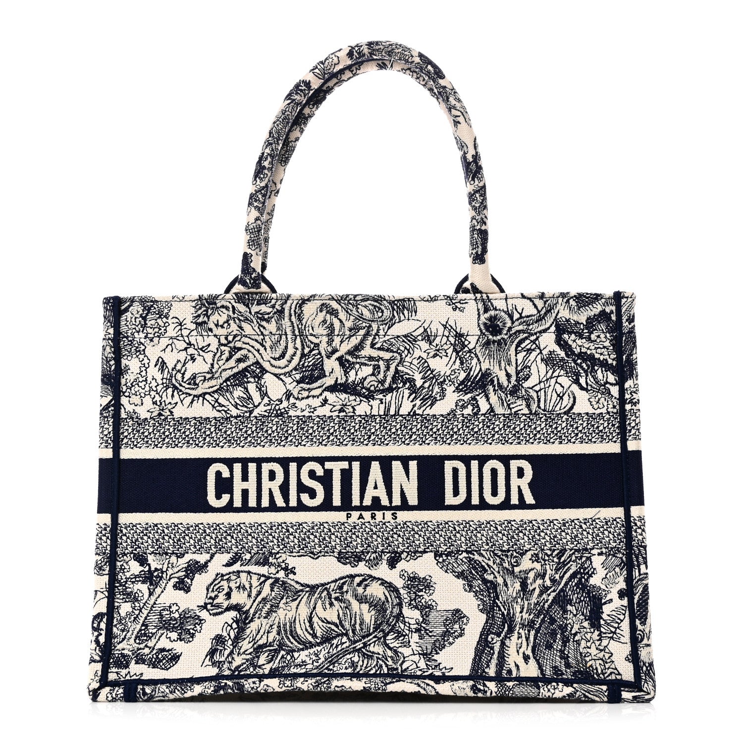 Christian Dior Canvas Embroidered Medium Dioriviera Toile De Jouy Book Tote Blue Blue 1 of 10