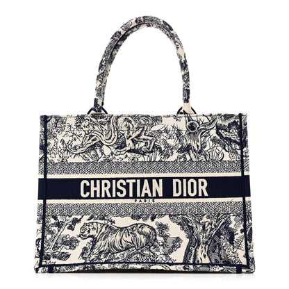 Christian Dior Canvas Embroidered Medium Dioriviera Toile De Jouy Book Tote Blue Blue 1 of 10