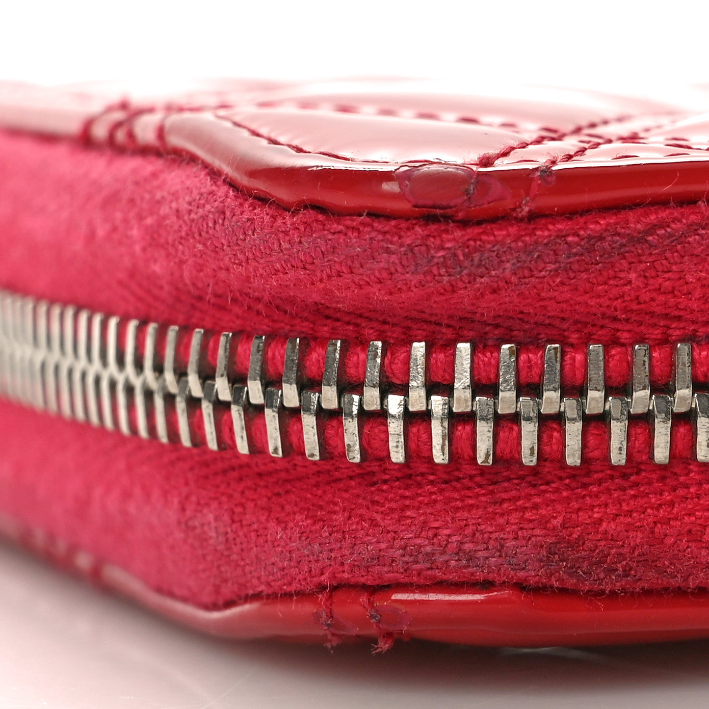 Chanel Patent Quilted Double Stitched Zip Around Wallet Pink 11 of 15