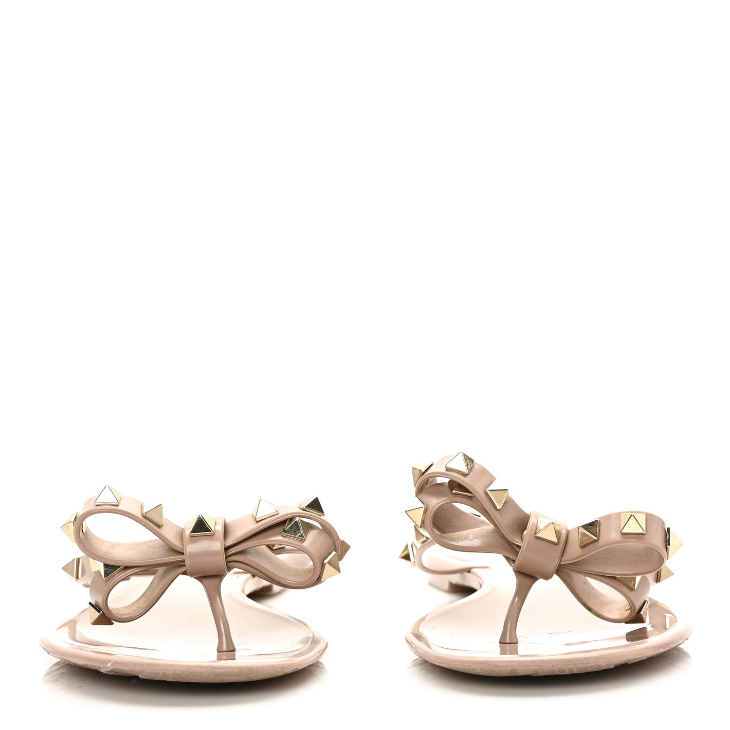 Valentino Garavani PVC Jelly Rockstud Bow Thong Sandals 39 Poudre 2 of 7