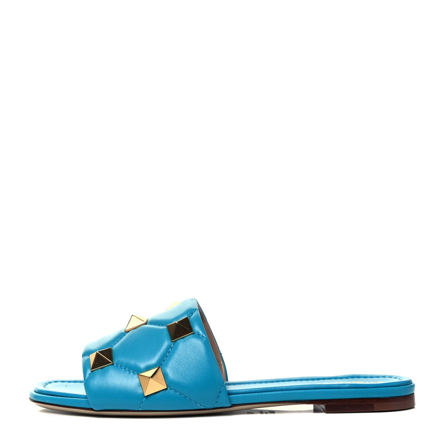 Nappa Roman Stud Flat Slide Sandals 39 Sky Fall