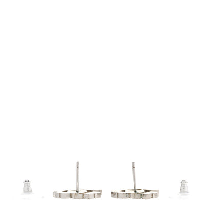 Chanel Crystal CC Pierced Earrings Silver 3 of 5