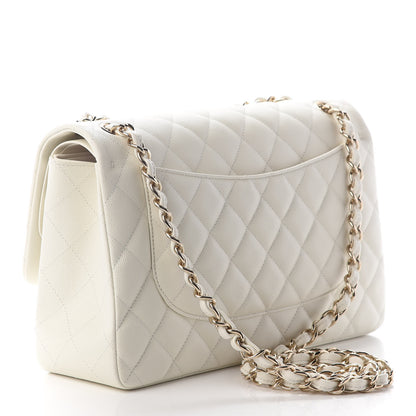 Chanel Caviar Quilted Jumbo Double Flap White 3 of 9