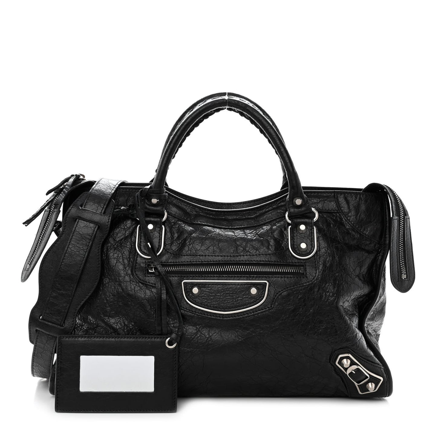 Agneau Silver Metallic Edge Hardware City Black