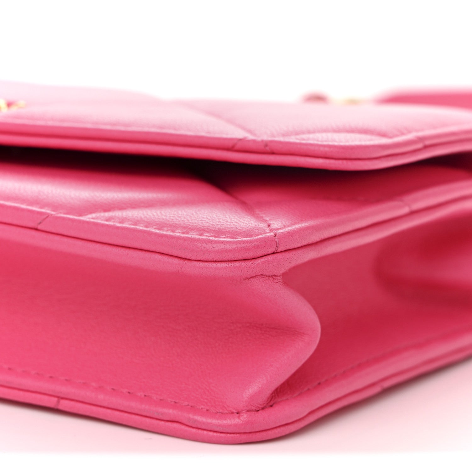 Chanel Lambskin Quilted Chanel 19 Wallet On Chain WOC Dark Pink 11 of 13