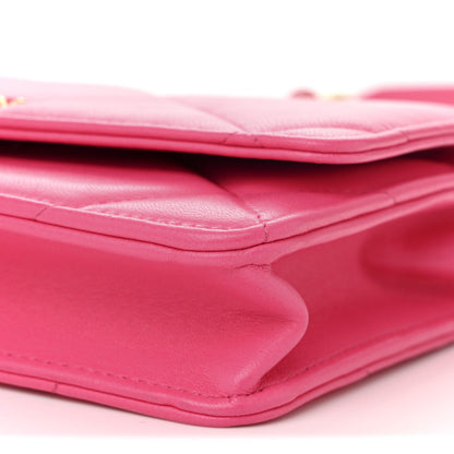 Chanel Lambskin Quilted Chanel 19 Wallet On Chain WOC Dark Pink 11 of 13