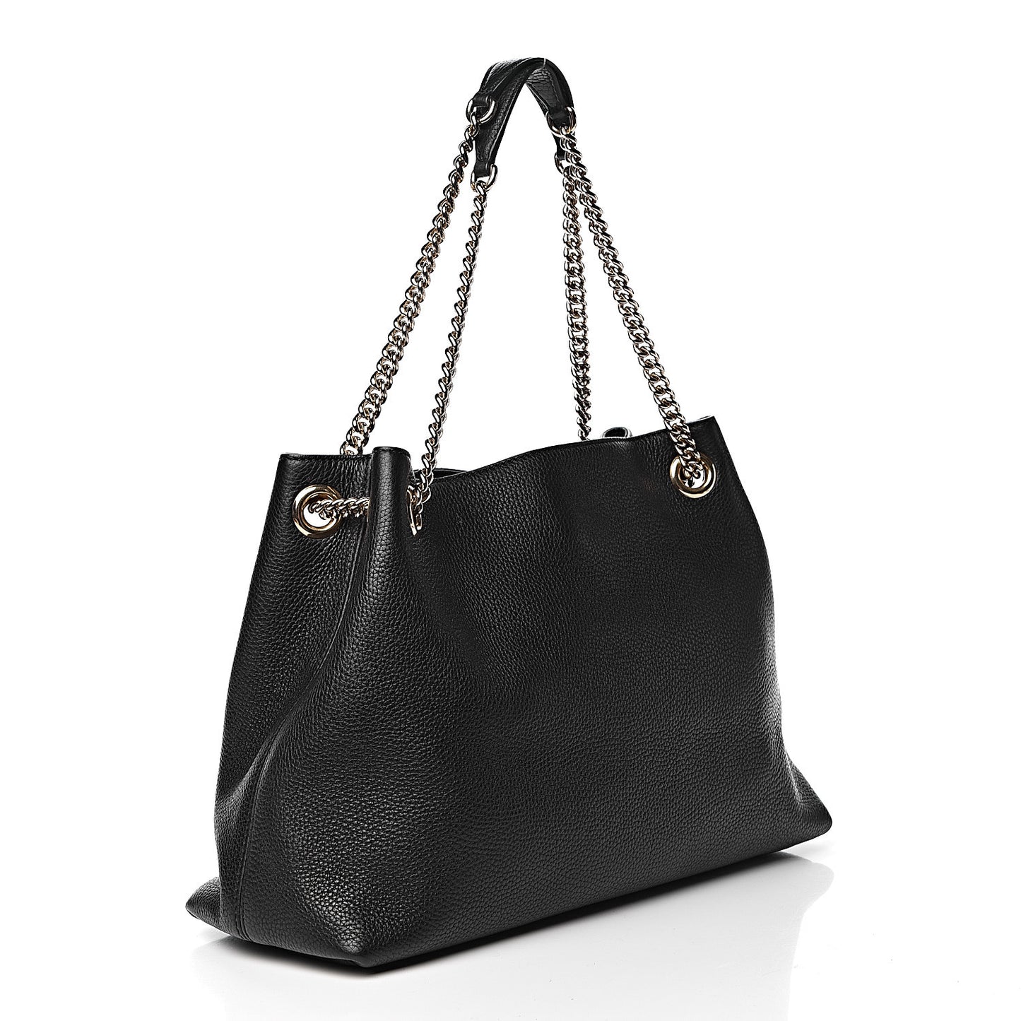 Pebbled Calfskin Medium Soho Chain Shoulder Bag Black