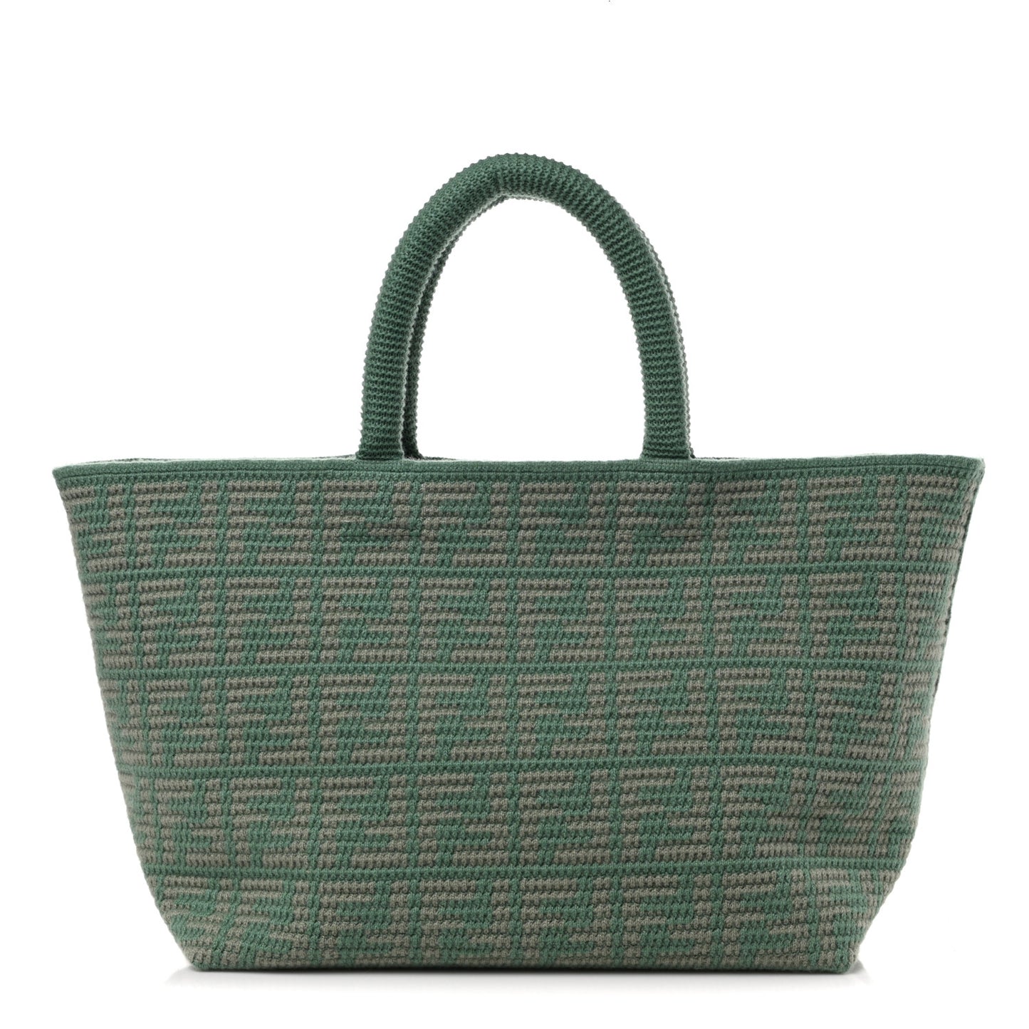 Cashmere Knit FF Large Shopper Tote Verde Islanda