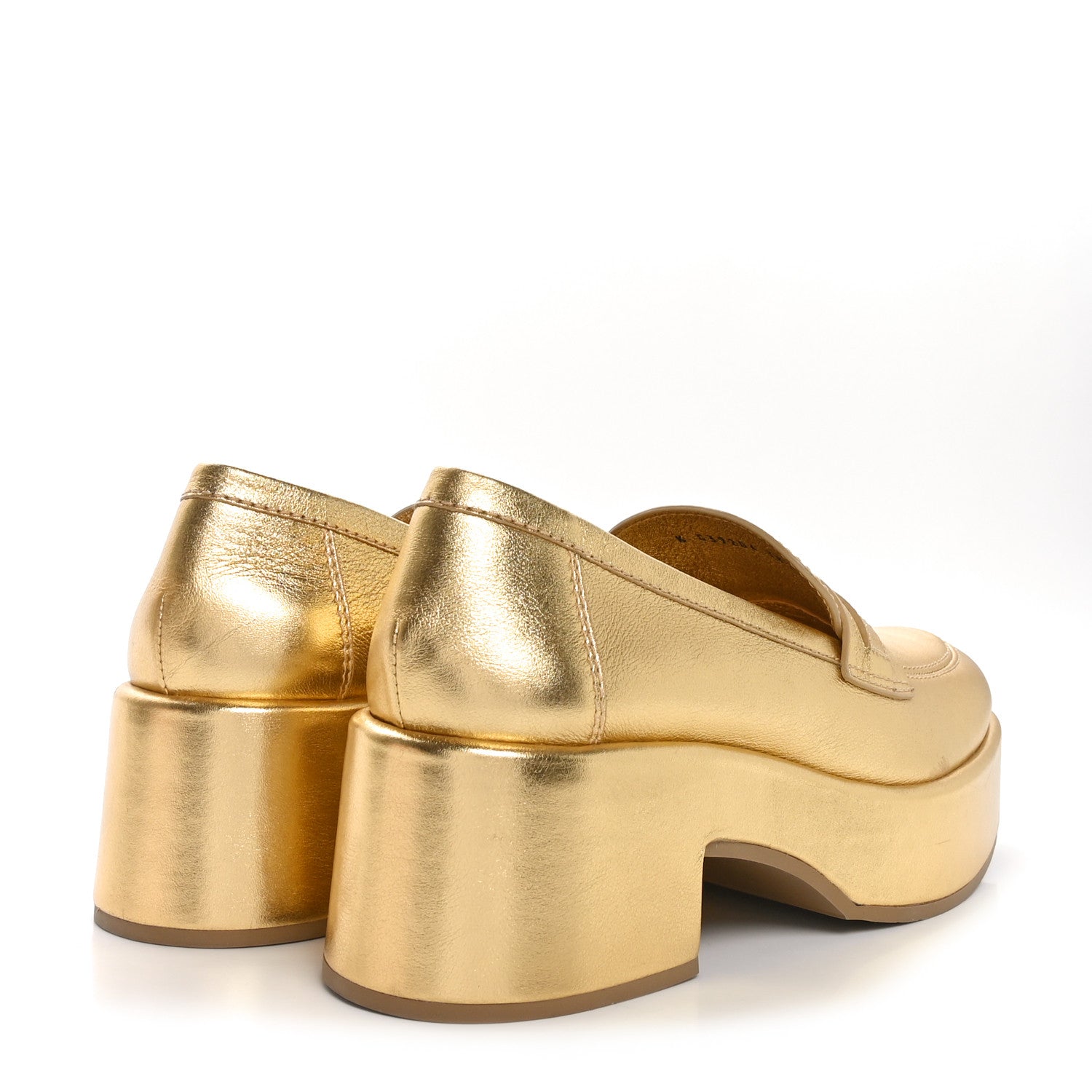 Chanel Laminated Calfskin CC Platform Loafers 38.5 Golden 5 of 8