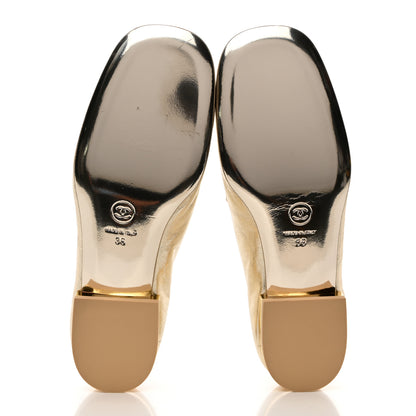 Chanel Aged Calfskin CC Loafers 36 Gold 6 of 9