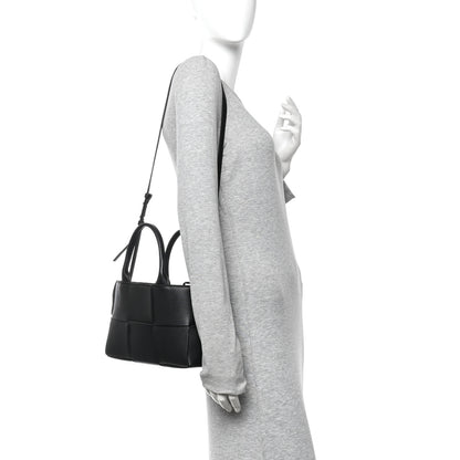 Bottega Veneta Grained Calfskin Maxi Intrecciato Mini Arco Tote Black 2 of 10