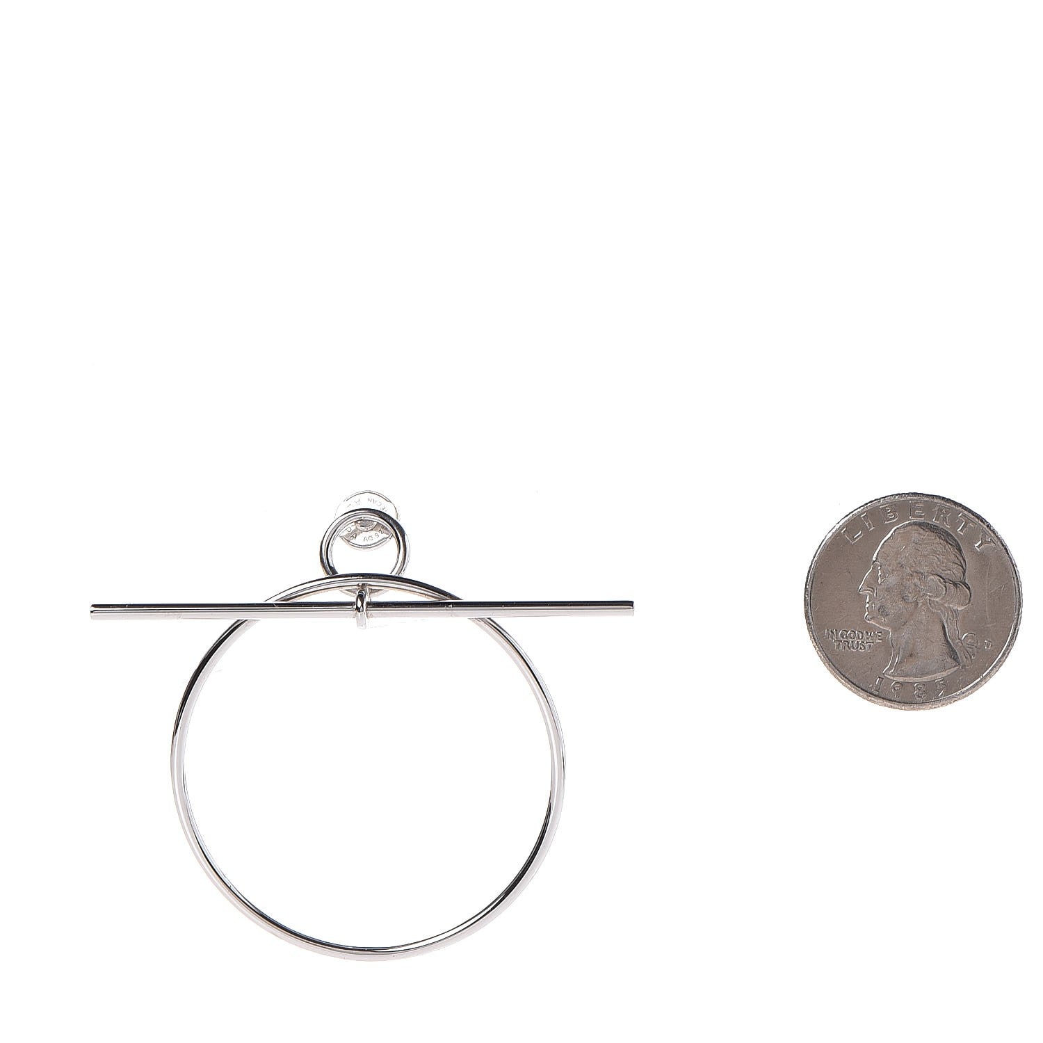 Hermes Sterling Silver MM Loop Earrings 2 of 7