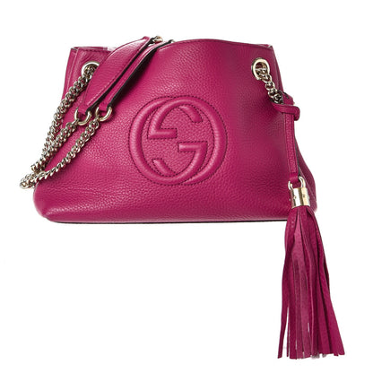 Gucci Cellarius Calfskin Small Soho Chain Shoulder Bag Bright Bouganville 1 of 13