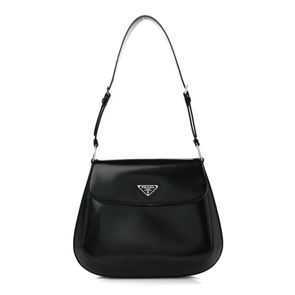 Prada Spazzolato Cleo Flap Adjustable Strap Shoulder Bag Black 1 of 11