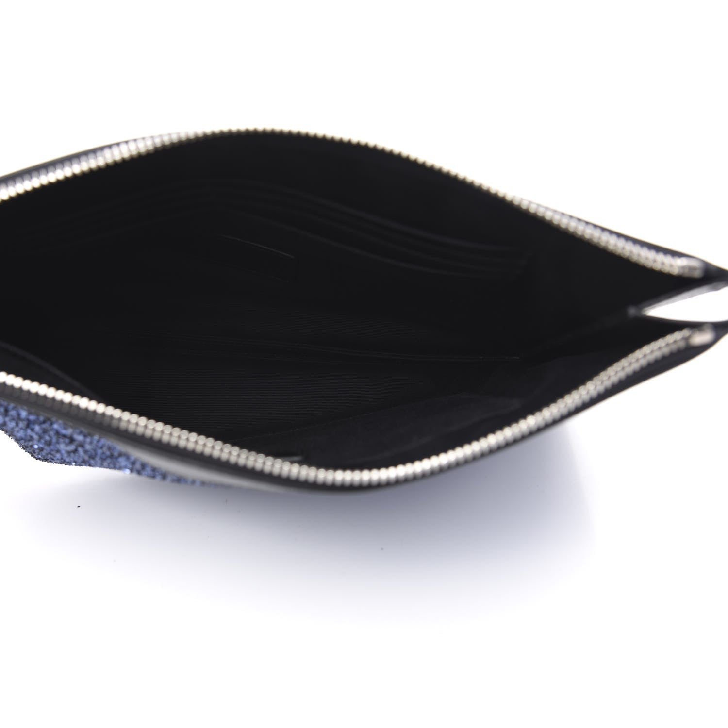 Saint Laurent Calfskin Glitter Zipped Tablet Pouch Blue 5 of 8