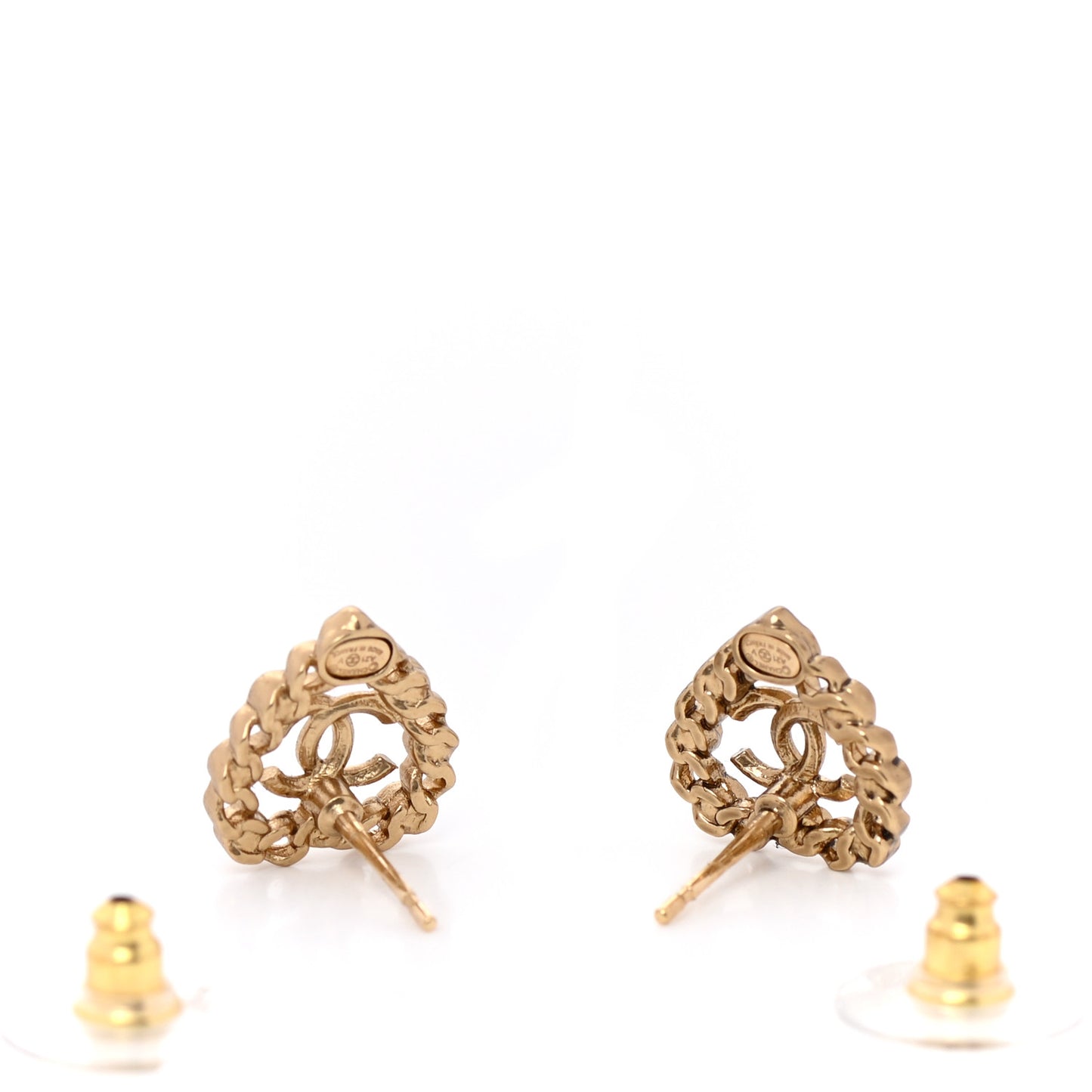 Pearl Crystal CC Heart Earrings Gold Multicolor