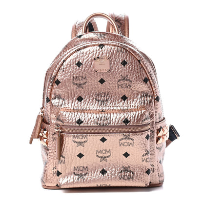MCM Metallic Visetos Mini Side Stud Stark Backpack Champagne Gold 1 of 4