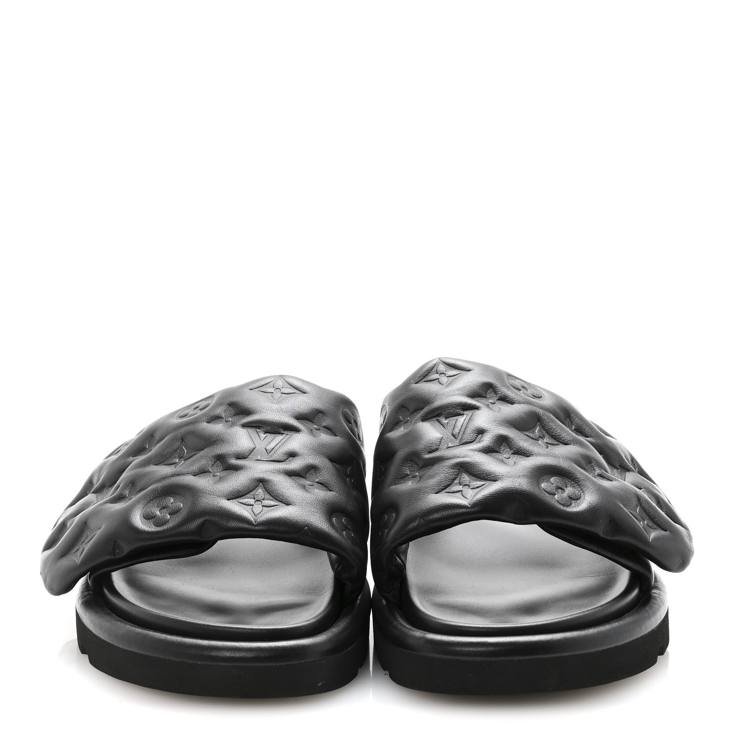 Louis Vuitton Lambskin Embossed Monogram Pool Pillow Flat Comfort Mule 40 Black 3 of 9