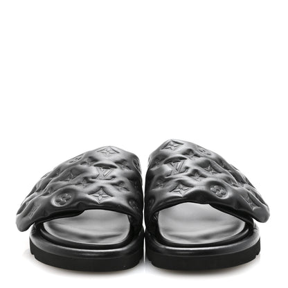 Louis Vuitton Lambskin Embossed Monogram Pool Pillow Flat Comfort Mule 40 Black 3 of 9