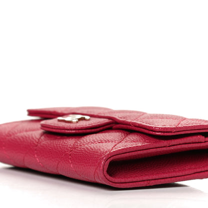Chanel Caviar Quilted Flap Card Holder Wallet Dark Pink 9 of 12