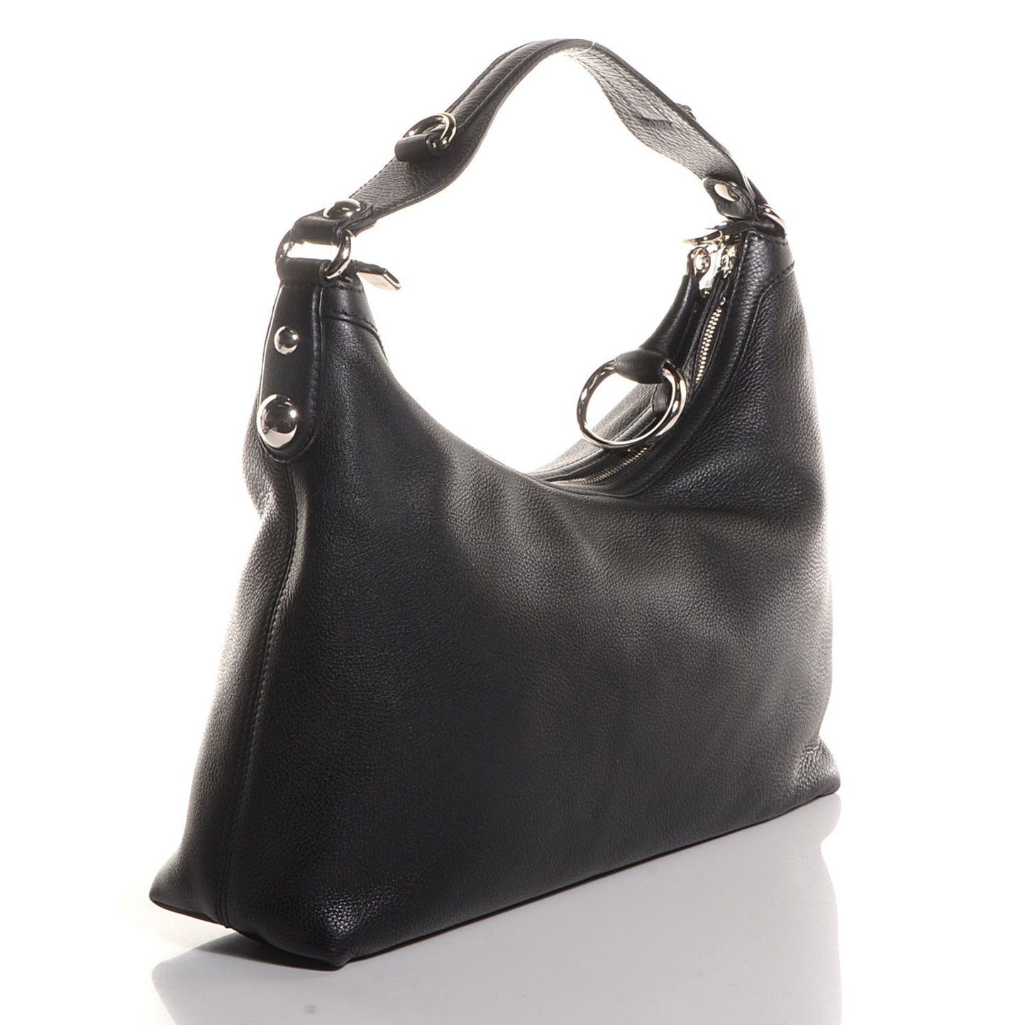 Leather Icon Bit Medium Hobo Black