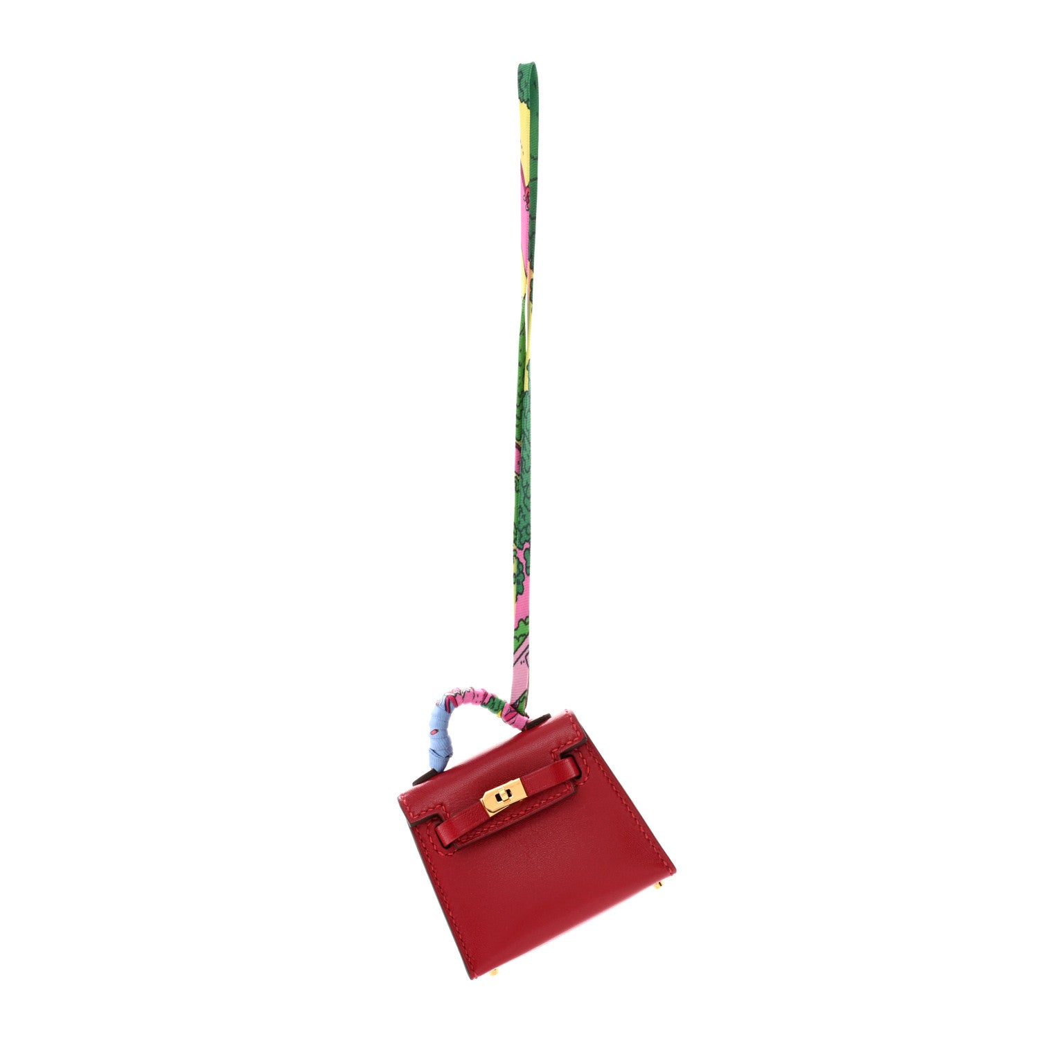 Hermes Tadelakt Mini Kelly Twilly Bag Charm Rouge Vif 1 of 5