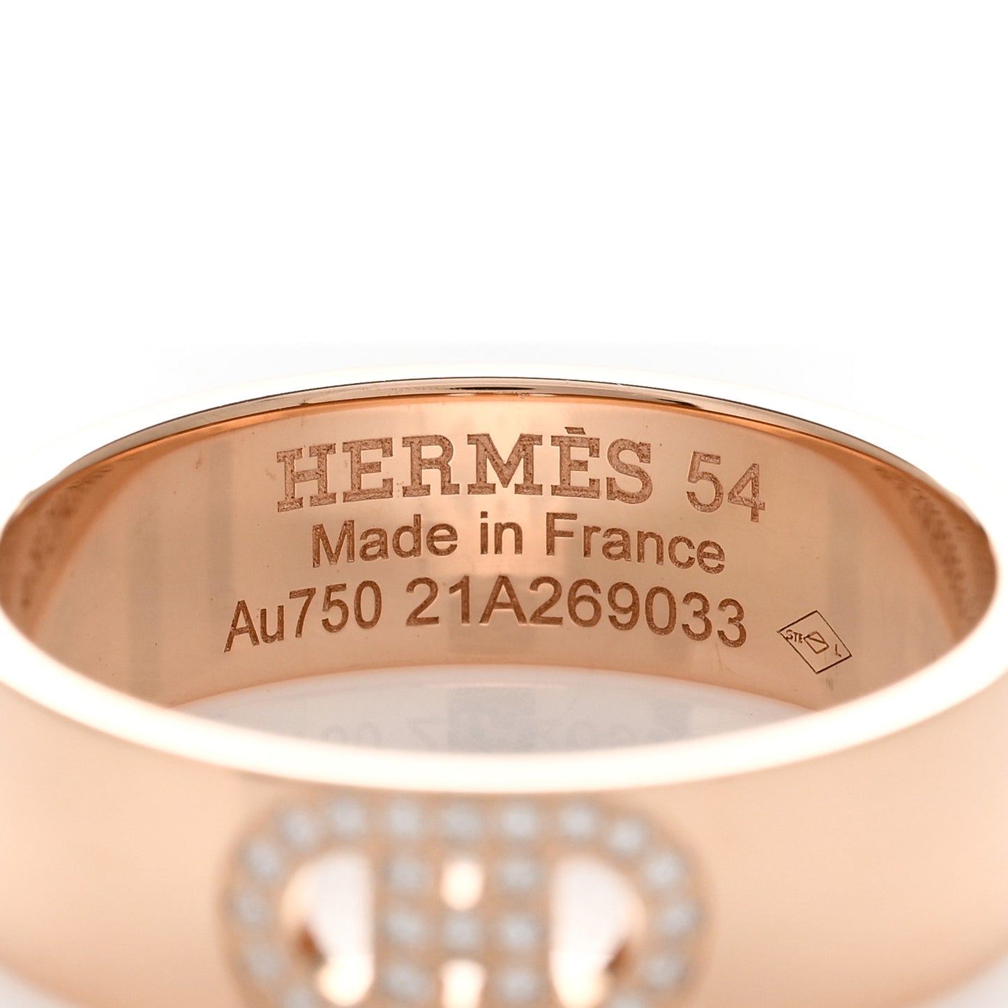 18K Rose Gold Diamond PM H D'Ancre Ring 54 6.75