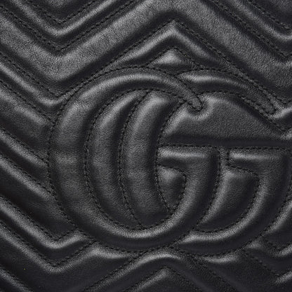 Gucci Calfskin Matelasse Medium GG Marmont Shoulder Tote Bag Black 12 of 14