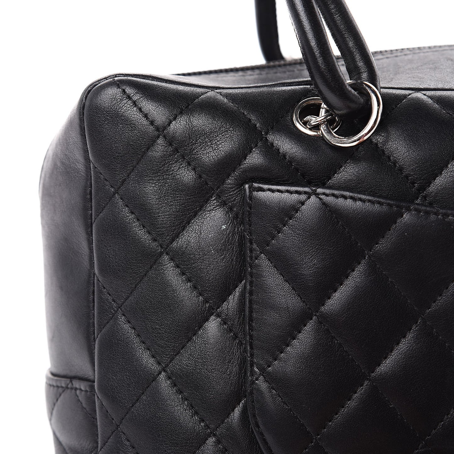 Calfskin Quilted Large Cambon Bowler Black White